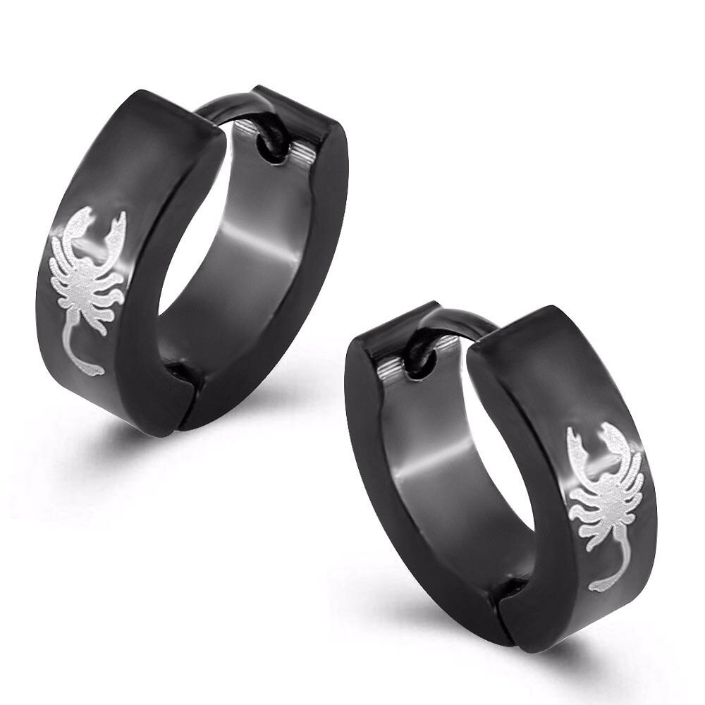 樂天商城 - ブラックスコーピオンフープピアス 1個販売 18G 18ゲージ ワンタッチリング 耳 軟骨サージカルステンレス メンズ レディース ステンレスピアス リングピアス 中折れ 低アレルギー 黒色 小さい さそり サソリ 蠍 耳 軟骨 ヘリックス 男子 女子 男性 女性