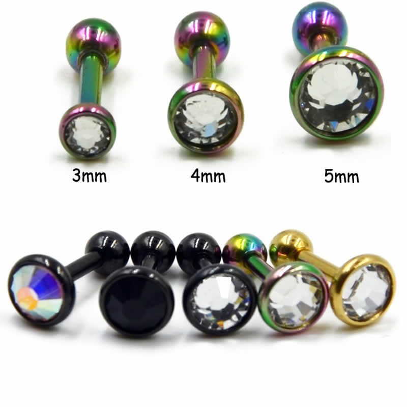 丸台座クリスタル ストレートバーベル 16G 16ゲージ ジルコニア ラインストーン サージカルステンレス316L メンズ レディース ボディピアス トラガス アンテナ ヘリックス 軟骨 ネジ 人気 シンプル ネジボール 黒色 ブラック ゴールド 金色 ファースト 激安 虹色 レインボー