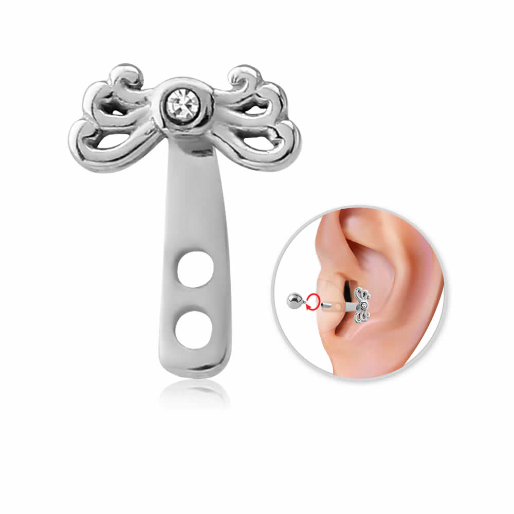 Body Earrings - [ 16G以下用 デコレーションパーツ] バタフライ トラガス 軟骨ピアス用シールド ボディピアスは別売りです チョウチョウ 蝶々 16G用 18G用 20G用 16ゲージ用 18ゲージ用 20ゲージ用 ボディーピアス 軟骨 メンズ レディース ボディピアス サージカルステンレス316L おもしろ