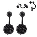 ブラックフラワーバックキャッチピアス 1ペア 黒色 花 ジャケットピアス レディース 結婚式 卒業式 入学式 パーティ プレゼント ギフト 22G 22ゲージ 細い ファッションピアス 両耳 後ろキャッチ 女性 女子 母の日 女の子 ボールピアス 球体 黒いピアス スーツ