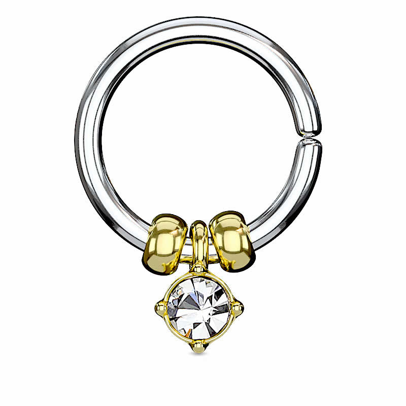 [18G 16G リング型 ボディピアス ] クリスタルビーズ シームレスリング サージカルステンレス316L セグメント リングピアス フープピアス 16ゲージ 18ゲージ 軟骨 ノーズリング ヘリックス メンズ レディース ボディーピアス セプタム ゴールド ピンクゴールド シルバー