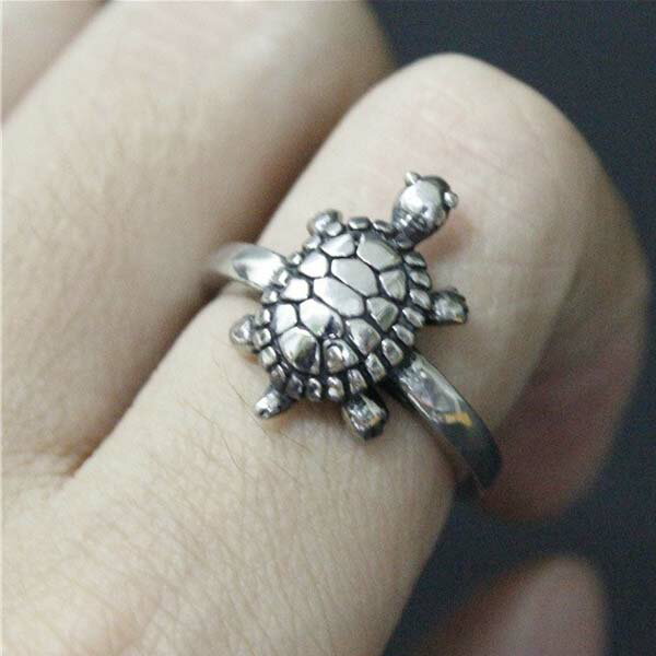 3Dタートルステンレスリング(RAH014)サイズ/18号/23号/25号/28号 細い スリムリング シンプルリング カメ 亀 海亀 かめ 指輪 サージカルス...