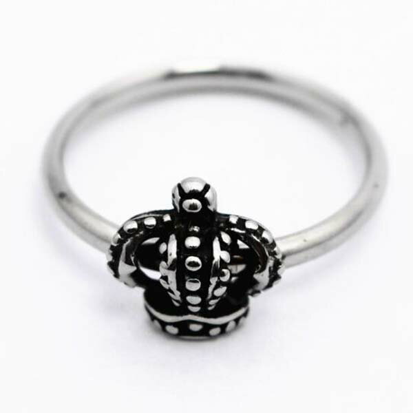 3Dクラウンステンレスリング(RCT058)サイズ/17号 細い スリムリング シンプルリング 王冠 ティアラ かんむり 指輪 サージカルステンレス316L メ...