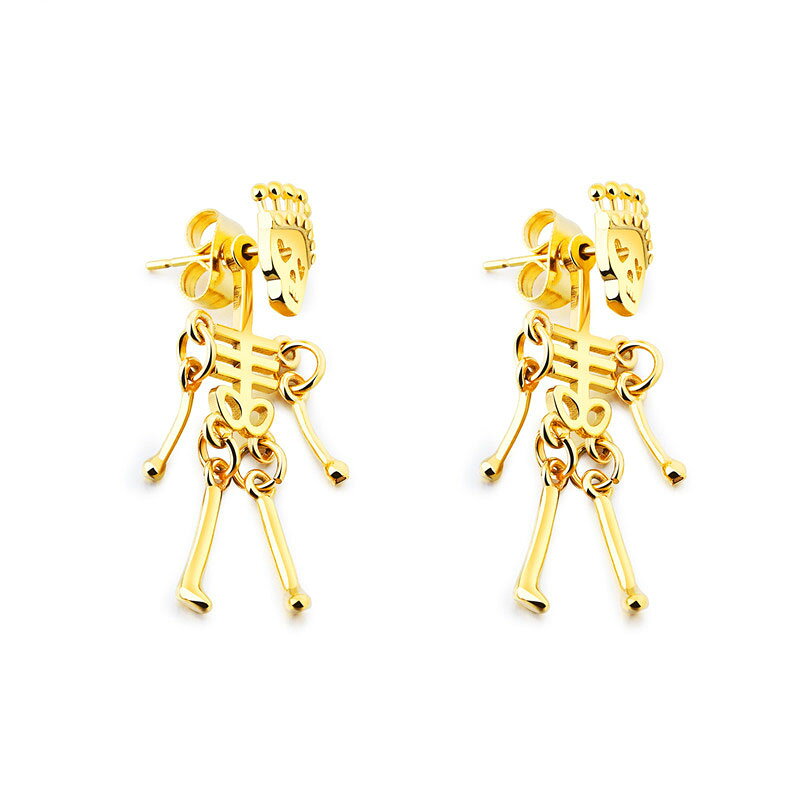 ピアス専門ショップGreen Piercingのゴールドスカルキング バックキャッチ ステンレスピアス 1個販売 金色 髑髏 ドクロ がい骨 骸骨 ガイコツ 揺れる おもしろ 面白い 個性的 メンズ レディース バックキャッチピアス ジャケットピアス パーティー プレゼント ギフト クラウン 王冠 20G 20ゲージ ハート 人気｜アングル2
