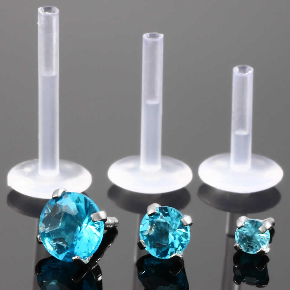 [16G ボディピアス] 立て爪ジルコニア テフロン プッシュピン ラブレット 16g 16ゲージ ボディーピアス メンズ レディース インターナル 透明 クリア 軟骨 刺す 内ネジ 逆ネジ 押す 口 リップ クリスタル アクアブルー ピンク 痛くない アンテナヘリックス ラインストーン