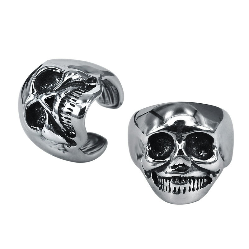 スカルヘッドステンレスイヤーカフ 1個販売 髑髏 ドクロ 骸骨 ガイコツ ハロウィーン メンズ レディース イヤリング 挟む はさむ ノンホールピアス イヤリン...