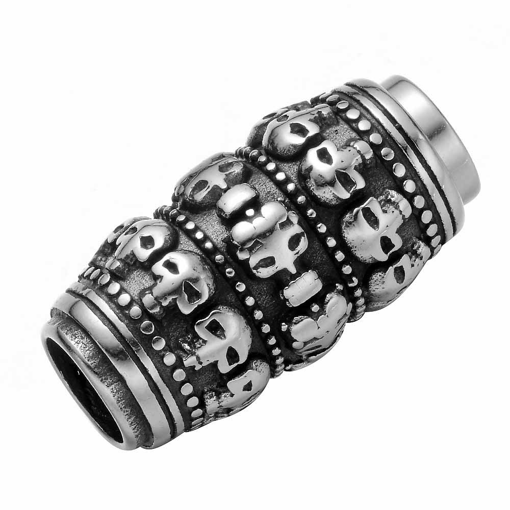 [ 太さ8mm用 丸ひも用 ] ワイヤー用 革紐用 ロープ用 コード用 8ミリ スカル ドクロ マグネットエンドステンレスパーツ 1個販売 ブレスレット ネックレス 止め具 留め具 金具 サージカルステンレス316L 修理 フリマ DIY 手作り ハンドメイド クラフト 磁石 材料 留め金