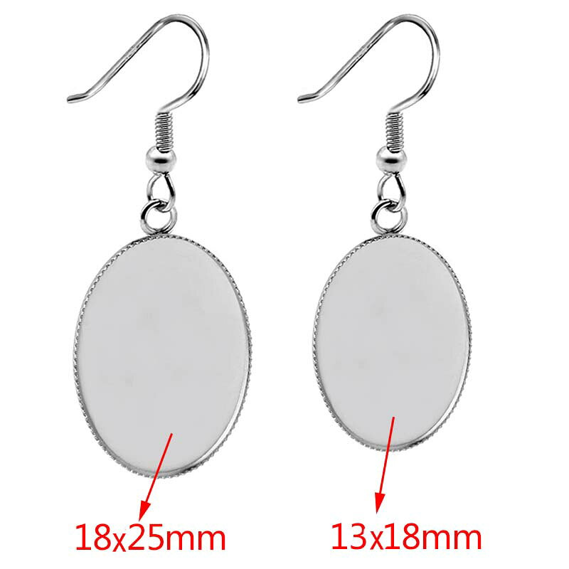 ピアス専門ショップGreen Piercingの[13mmx18mm用 18mmx25mm用] オ—バル型ミール皿ステンレスフックパーツ 1個販売 ステンレスピアスパーツ シルバー 20G 20ゲージ 20g DIY用 カボーション カボション ガラス 丸型 丸皿 銀色 メンズ レディース 金具 手芸 U字型フック 釣り針 釣針 金具 部品 楕円形｜アングル3