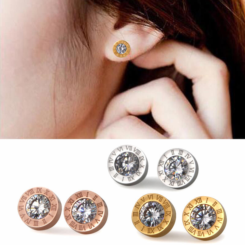 アトラスクリスタル 316L ステンレスピアス 1個販売 20G 20ゲージ サージカルステンレス316L ピンクゴールド イエローゴールド 金色 シルバー 銀色 ローマ数字 アトラス ナンバー ジルコニア プレゼント ギフト 高級 結婚式 クリスマス 記念日 誕生日 披露宴 男性 女性 丸型