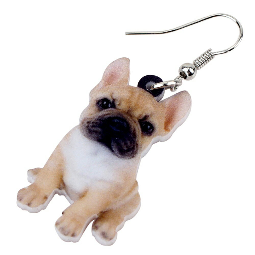 フレンチブルドッグ リアルステンレスピアス/1個販売 20G 20ゲージ イヌ 犬 ドッグ アニマル 動物 可愛い 人気 おもしろ オモシロ サージカルステンレス316L ユニーク メンズ レディース 揺れる フックピアス アメリカンピアス アクリル プラスティック プレゼント ギフト