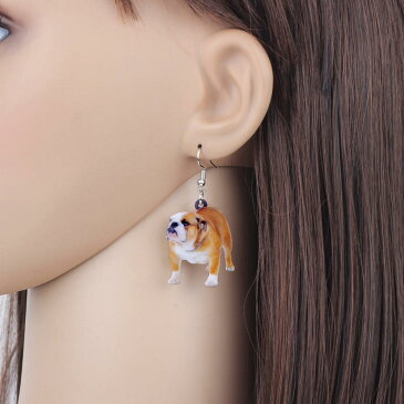ブルドッグ リアルステンレスピアス/1個販売 20G 20ゲージ イヌ 犬 ドッグ アニマル 動物 可愛い 人気 おもしろ オモシロ サージカルステンレス316L ユニーク メンズ レディース 揺れる フックピアス アメリカンピアス アクリル プラスティック プレゼント ギフト