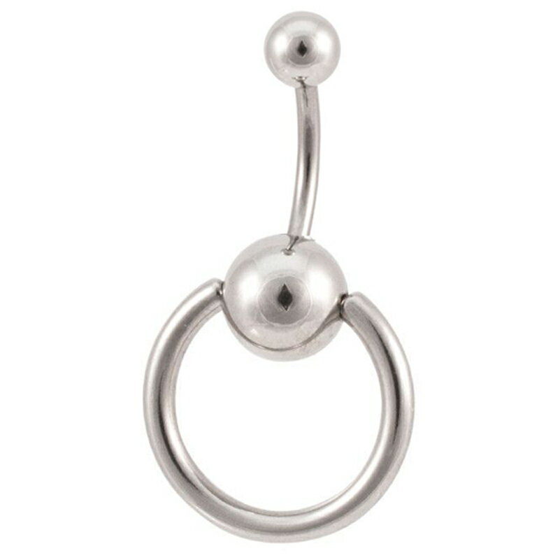 [14G へそピアス] スレーブ ヘソピアス バナナバーベル 14ゲージ 14g 臍ピアス キャプティブビーズリング付き CBR リング型 サージカルステンレス316L ボディピアス メンズ レディース カーブバーベル シンプル スレイブ キャプティブリング 耳 臍 プレーン 銀色 シルバー