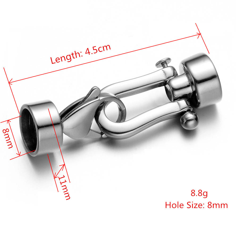 [ 太さ8mm用 丸ひも用 ] ワイヤー用 革紐用 ロープ用 コード用 8ミリ ホースシューエンドステンレスパーツ 1セット売 ブレスレット ネックレス 止め具 留め具 金具 サージカルステンレス316L 修理 フリマ DIY 手作り ハンドメイド クラフト 材料 留め金 馬蹄型 カニカン