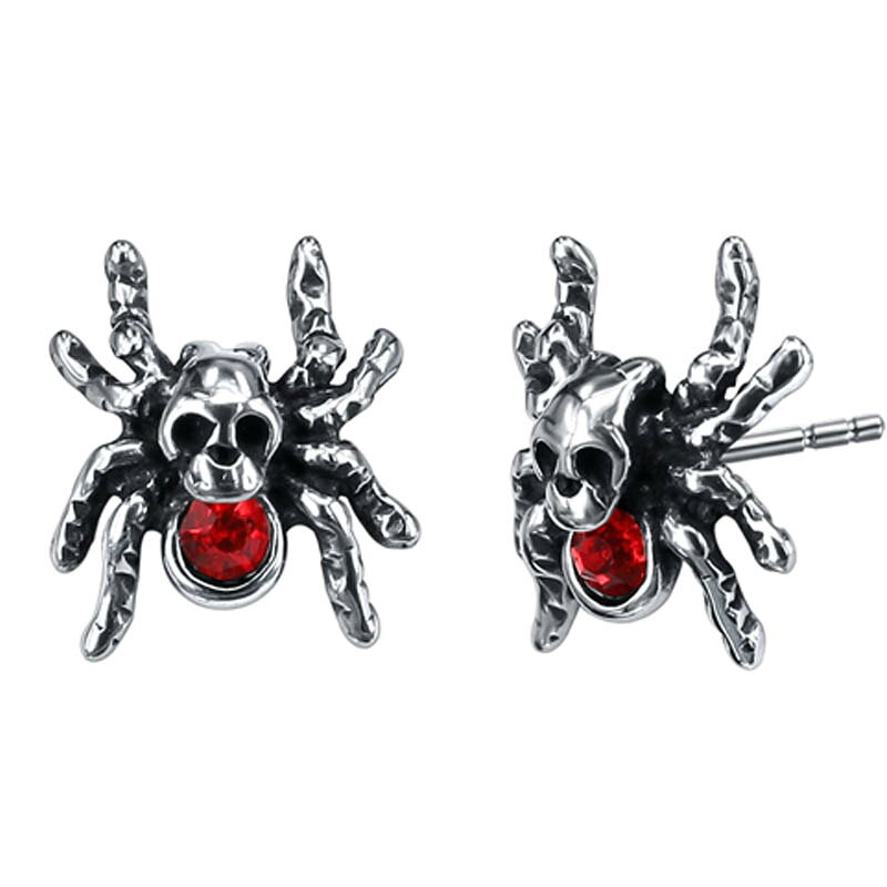 CZスカルスパイダーステンレスピアス/1個販売 ステンレス製 メンズ レディース 20G...