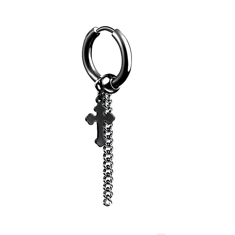 ビーズリング型ロザリオクロスチェーンチャーム フープピアス 1個販売 十字架 クロ...