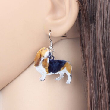 バセット・ハウンド リアルステンレスピアス/1個販売 20G 20ゲージ イヌ 犬 ドッグ アニマル 動物 可愛い 人気 おもしろ オモシロ サージカルステンレス316L ユニーク メンズ レディース 揺れる フックピアス アメリカンピアス アクリル プラスティック プレゼント ギフト