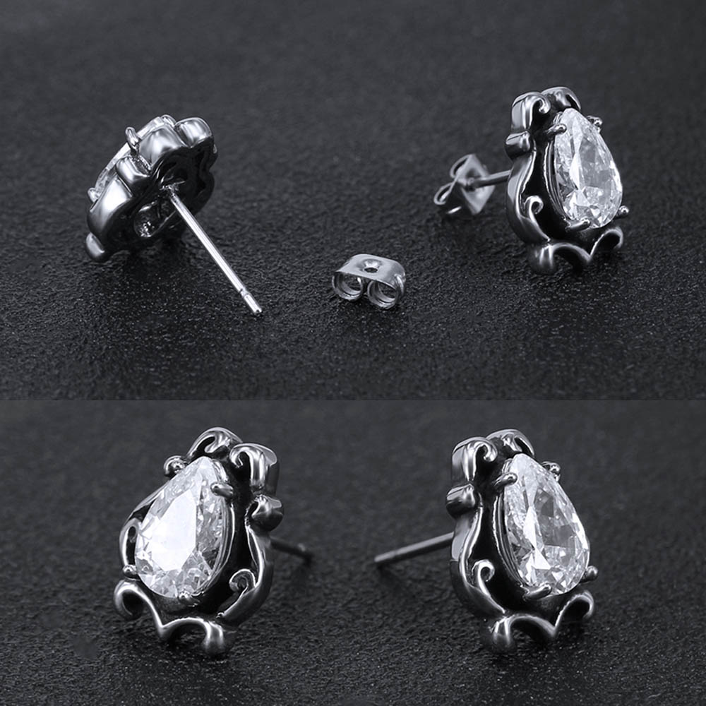 ウオータードロップゴシックエンブレムステンレスピアス/1個販売 ジルコニア クリ...