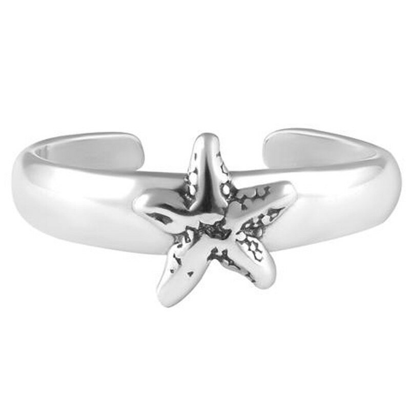 ヒトデ トゥリング シルバー925 スターリングシルバー シルバーリング 足の指輪 トーリング 足 フリーサイズ レディース メンズ ファランジリング 指が細い...