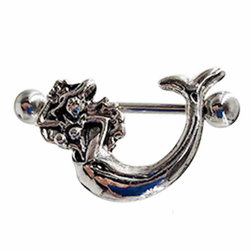 [ 14G ニップル ヘリックス ボディピアス ] 人魚姫 ニップルピアス 14ゲージ 1個販売 シールド ボディーピアス メンズ レディース マーメイド マーメード メルヘン おとぎ話 童話 海 マリン 乳首 胸 軟骨 ヘリックス おもしろ ユニーク ハロウィン 仮装 プレゼント