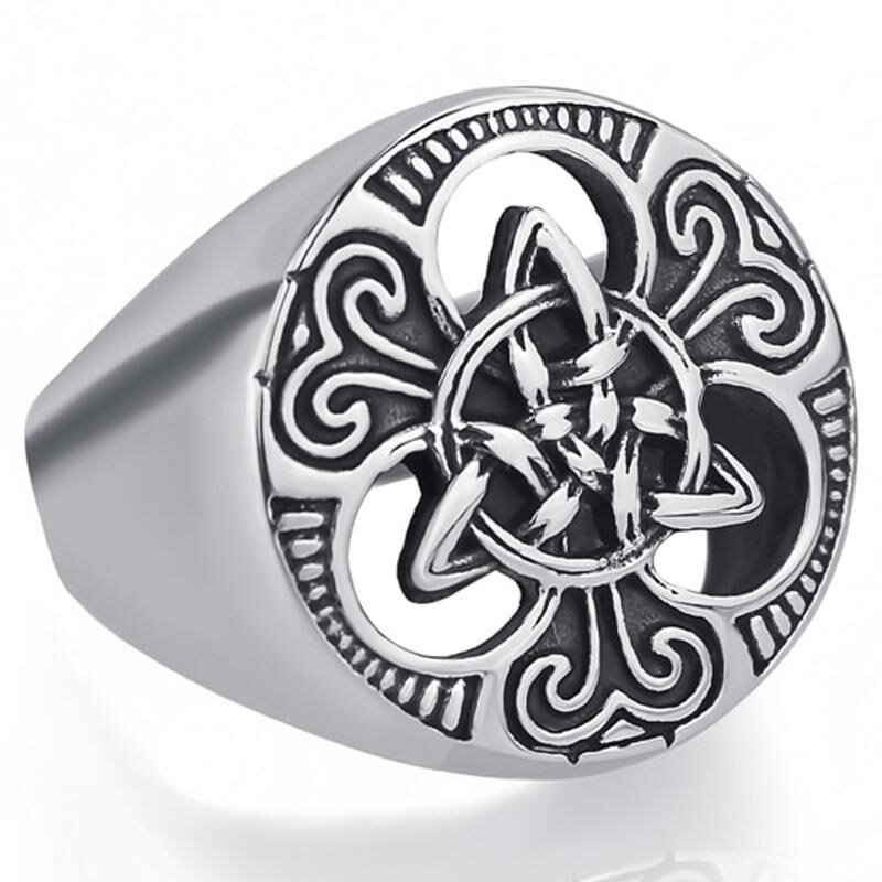 ケルティックマジックノットステンレスリング（ORA018）サイズ/19号/22号/25号/27号/29号/30号 大きいサイズ 三角形 トライアングル 印台型 スタンプリング カレッジリング 面白い おもしろ 指輪 サージカルステンレス316L メンズ レディース プレゼント ギフト 記念日