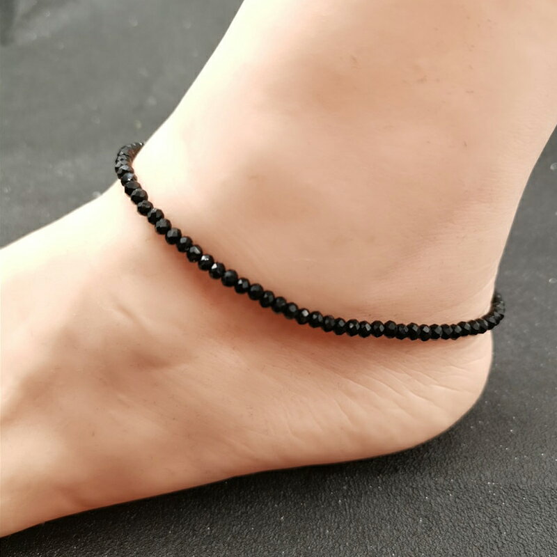 ブラックスワロビーズアンクレット 黒色 高級 キラキラ ゴールド 金メッキ メンズ レディース ペア ブレスレット 裸足 素足 足首 スニーカー 靴 サンダル ...