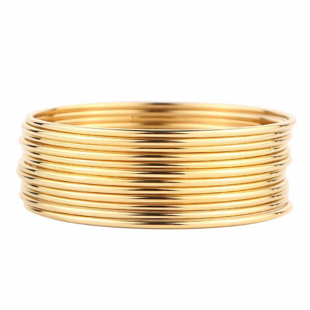 12連ゴールドリング ステンレス バングル シンプル 12個 アームレット 腕輪 サージカルステンレス316L メンズ レディース 腕輪 手首 アクセサリー 二...