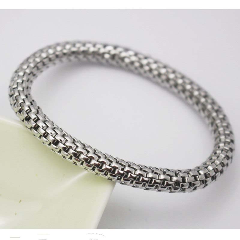 ストレッチチェーンステンレスバングル 伸縮 腕輪 サージカルステンレス316L アームレット ブレスレット 手首 メンズ レディース 二の腕 高級 おもしろ 面...