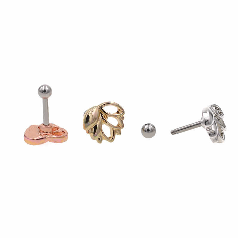 [蓮の葉 ボディピアス 16G] ロータ リーフ ストレートバーベル 軟骨ピアス 16ゲージ サージカルステンレス316Lス メンズ レディース ボディーピアス ヘリックス トラガス アンテナ プレゼント ゴールド ピンクゴールド シルバー 金色 ギフト 人気 母の日 父の日 男子 女子