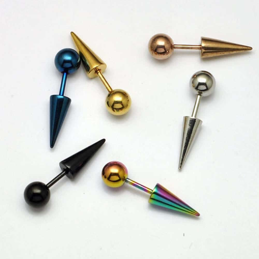 [ボディピアス 18G 16G] スパイクボール ストレートバーベル 軟骨ピアス 18ゲージ 16ゲージ ステンレス メンズ レディース ボディーピアス ヘリックス トラガス アンテナ コンク プレゼント レインボー ブルー ブラック ゴールド ピンクゴールド 黒色 金色 青色 シルバー