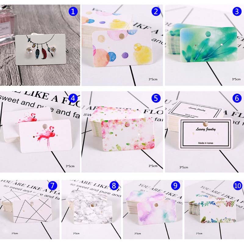 3cm x 5cm 2穴 デザインピアス台紙 5枚セット リングピアス フープピアス キャチピアス スタッドピアス フックピアス チェーンピアス 2ホール フリマ 業務用 ディスプレイ ピアス作り お店 卸 販売 クラフトペーパー 紙 ペーパータグ 5組セット 四角 ショーケース 販売店
