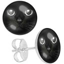 楽天ピアス専門ショップGreen Piercing黒猫 ステンレスピアス 1個販売 両耳 20G 20ゲージ 20ga サージカルステンレス316L キャッチピアス スタッドピアス メンズ レディース 耳 軟骨 可愛い クロネコ ネコ 猫 動物 アニマル 人気 女性 男性 ヘリックス 10mm 大きい ハロウィーン 仮装 コスプレ 丸型 丸い