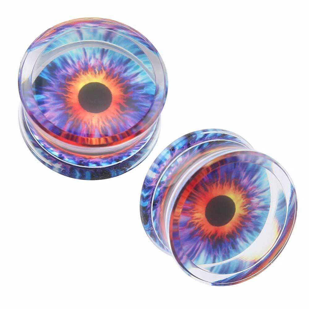 デビルアイ アクリル プラグ 0ゲージ 0G 00ゲージ 00G 12.0mm 12mm インチ 1/2 ボディピアス メンズ レディース 金属アレルギー対応 耳たぶ ダブルフレア 目玉 眼 プラグ型 両側 広い キャッチなし 透明 クリア プラスチック プラスチック ボディーピアス おもしろ 面白い