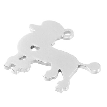 プードルステンレスパーツ/1個販売 ドッグ 犬 イヌ アニマル 動物 ネームタグ 首輪 プレート ステンレス製 ペンダントトップ トップ チャーム DIY 自分で作る ハンドメイド 手作り 金具 手芸 アクセサリー ピアス ブレスレット 名前プレート ワンちゃん ハート 平ら フラット