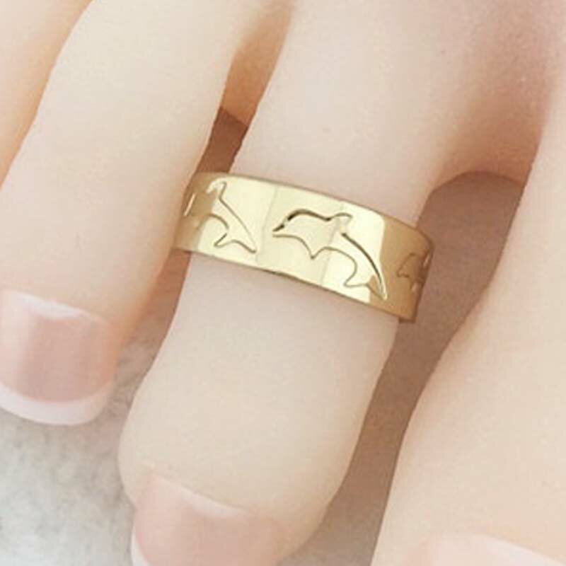 スプラッシュドルフィントゥリング ゴールド 金色 足の指輪 トーリング 足のリング ピンキーリング フリーサイズ レディース メンズ イルカ チップリング ミデ...