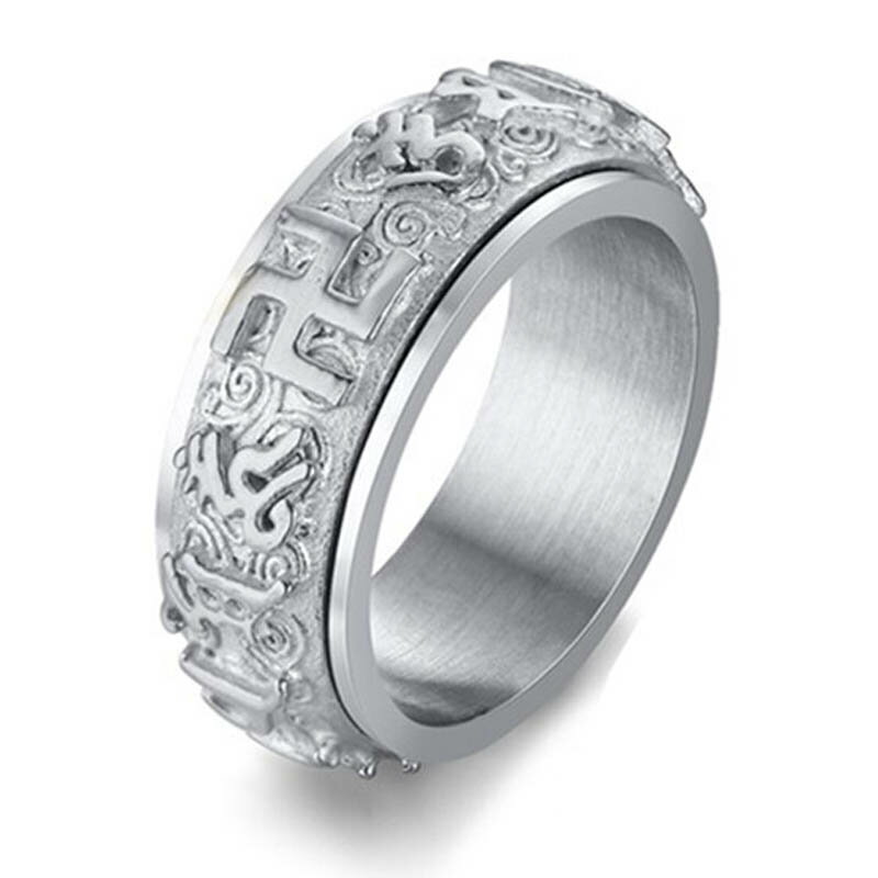 梵字卍ステンレススピンリング(RWI014)サイズ/17号/21号/23号/26号/28号 文字 ブラフマン マンジ ボンジ ステンレスリング 指輪 サージカル...