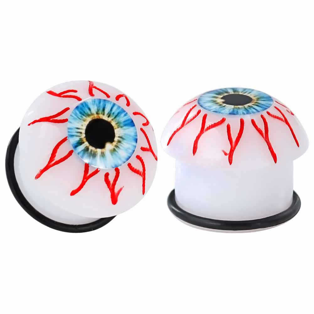 [2G 0G 00G 12mm] 目玉のプラグ ボディピアス メダマ 眼 おもしろ 面白い アクリル 2ゲージ 0ゲージ 00ゲージ 12.0mm 金属アレルギー対応 人気 ユニーク ハロウイン 仮装 オバケ ゾンビ メンズ レディース ゴムキャッチ 拡張 耳 ホール プラスティック プラスチック製