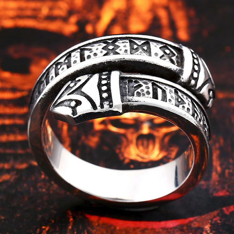 バイキングルーンステンレスリング（PRB076）サイズ/14号/15号/16号/17号/18号/19号/20号/21号/22号/23号/24号/25号/26号/27号/28号/26号/27号/28号/29号/30号/31号/32号/33号 指輪 サージカルステンレス316L メンズ レディース ペアリング プレゼント ギフト フリーサイズ 3