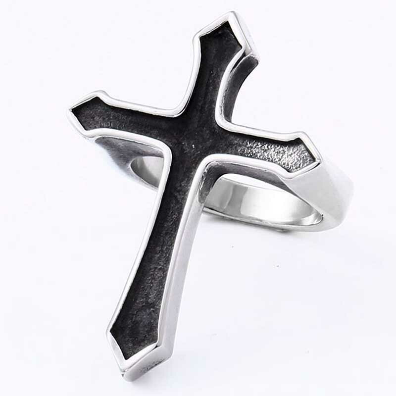 ビッグロザリオクロスステンレスリング(WRP021) サイズ/16号/21号/23号/26号/31号 大きい 十字架 墓標 おしゃれ おもしろ 面白い 指輪 サ...