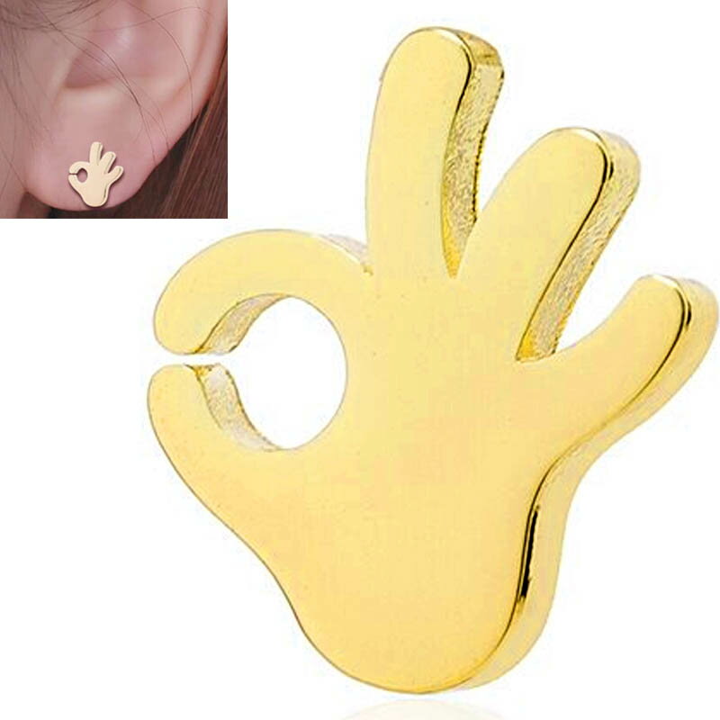 ゴールドオッケーステンレスピアス 1個販売 ハンドサイン OK お金 マネーサイン オモシロ 面白い 片耳 サージカルステンレス316L メンズ レディース 2...