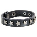 シルバースタースタッズレザーブレスレット(ブラック) 1個販売 メンズ レディース 腕輪 バングル 黒色 男性 女性 パンク ロック コスプレ ロッカー ペアル...