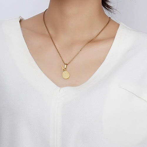 [ペアルック用 プレゼント]Loveテニスゴールドステンレスネックレス ペアセット メ...