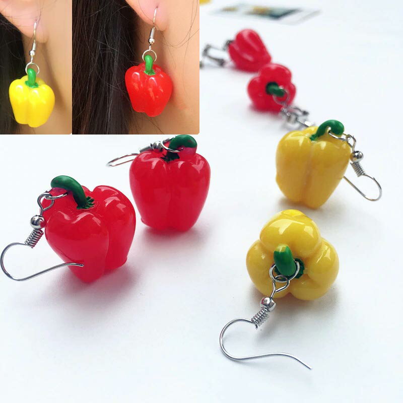 パプリカピアス 1ペア 20G 20ゲージ 食玩 食品サンプル ピーマン 赤色 黄色 レッド イエロー 野菜 ベジタブル おもしろい 面白い 人気 ユニーク 彼...