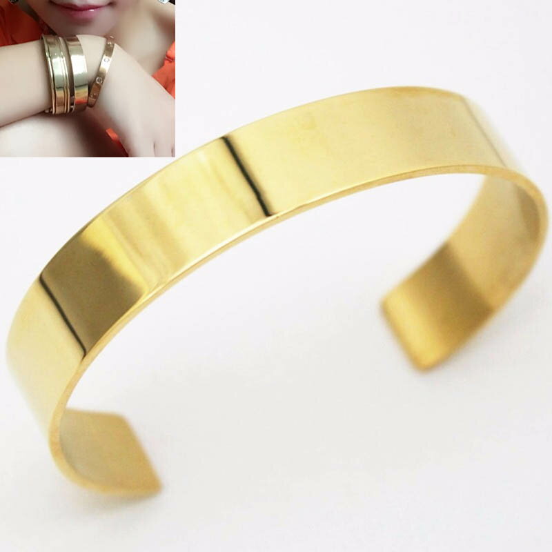 シャイニーゴールドステンレスバングル シンプル プレーン 腕輪 サージカルステンレス316L アームレット メンズ レディース 二の腕 高級 手首 ブレスレット...