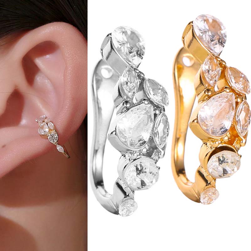 クリスタルライズフープイヤーカフ 1個販売 シルバー ゴールド イヤリング フェイクピアス メンズ レディース はさむ 金色 銀色 ノンホールピアス プレゼント...