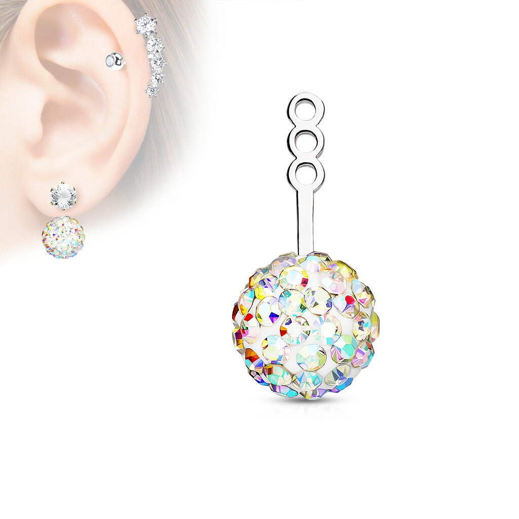 [ピアス ボディピアス用パーツ 20G 18G 16G 対応] ビッグパベボール シールド 1個販売 アンテナヘリックス ヘリックスラップ メンズ レディース 女 プレゼント ギフト ジャケットピアス 軟骨 耳 人気 20ゲージ 18ゲージ 16ゲージ パヴェ キラキラ ジルコニア クリスタル