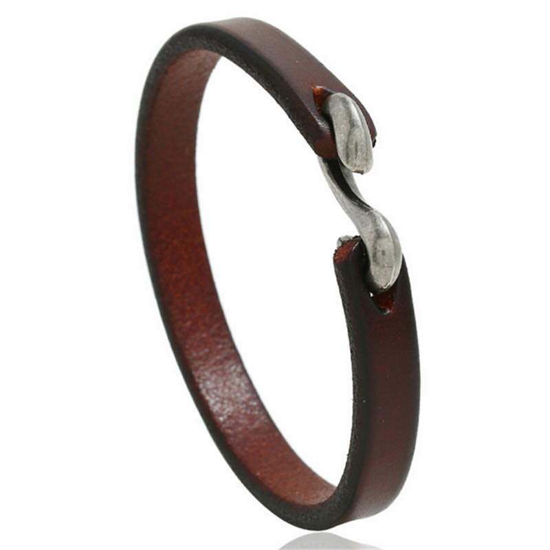 エストップレザーブレスレット ダークブラウン 1個販売 メンズ レディース 腕輪 バングル ブレス こげ茶 焦げ茶色 男性 女性 パンク シンプル 細身 細い ...