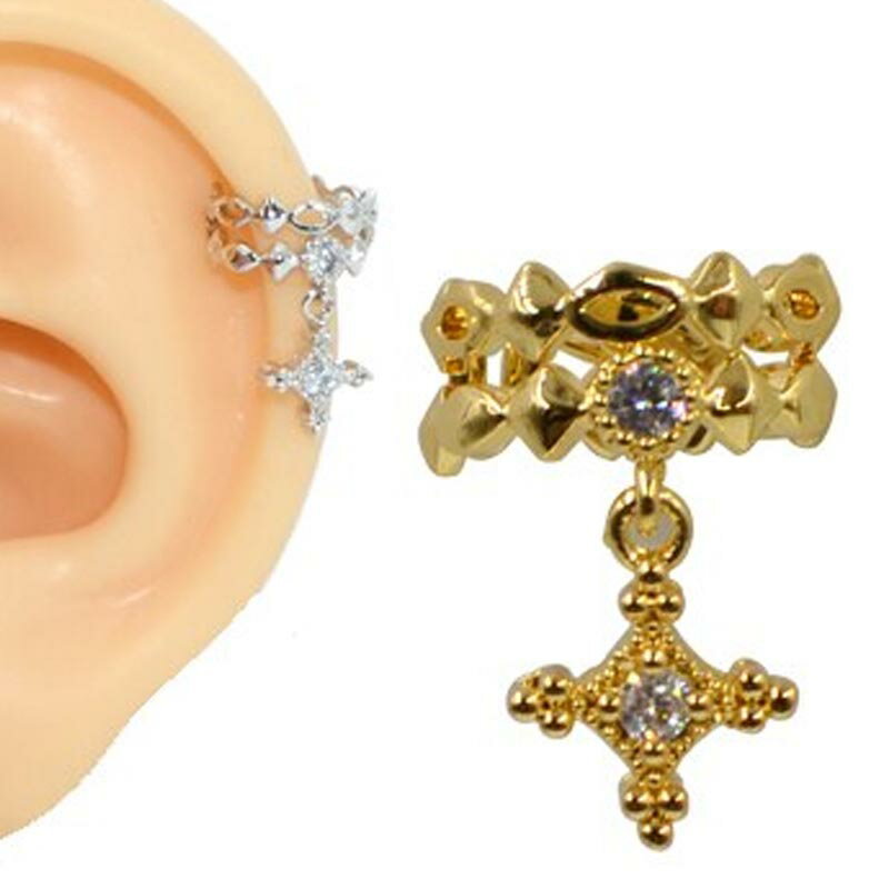 サザンクロスイヤーカフ 1個販売 シルバー 銀色 ゴールド 金色 パヴェ クリスタル おしゃれ 人気 メンズ レディース イヤリング はさむ ノンホールピアス ...