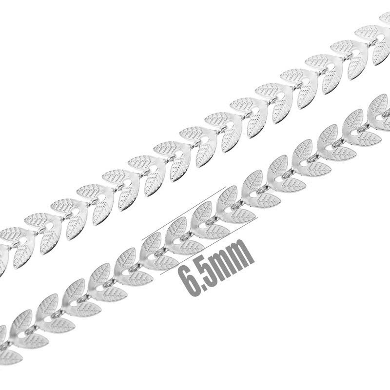 フェザーリーフステンレスチェーン 10cm単位 シルバー 銀色 羽 葉っぱ 翼 ウイング DIY ネックレス ブレスレット アンクレット パーツ 量り売り チョ...