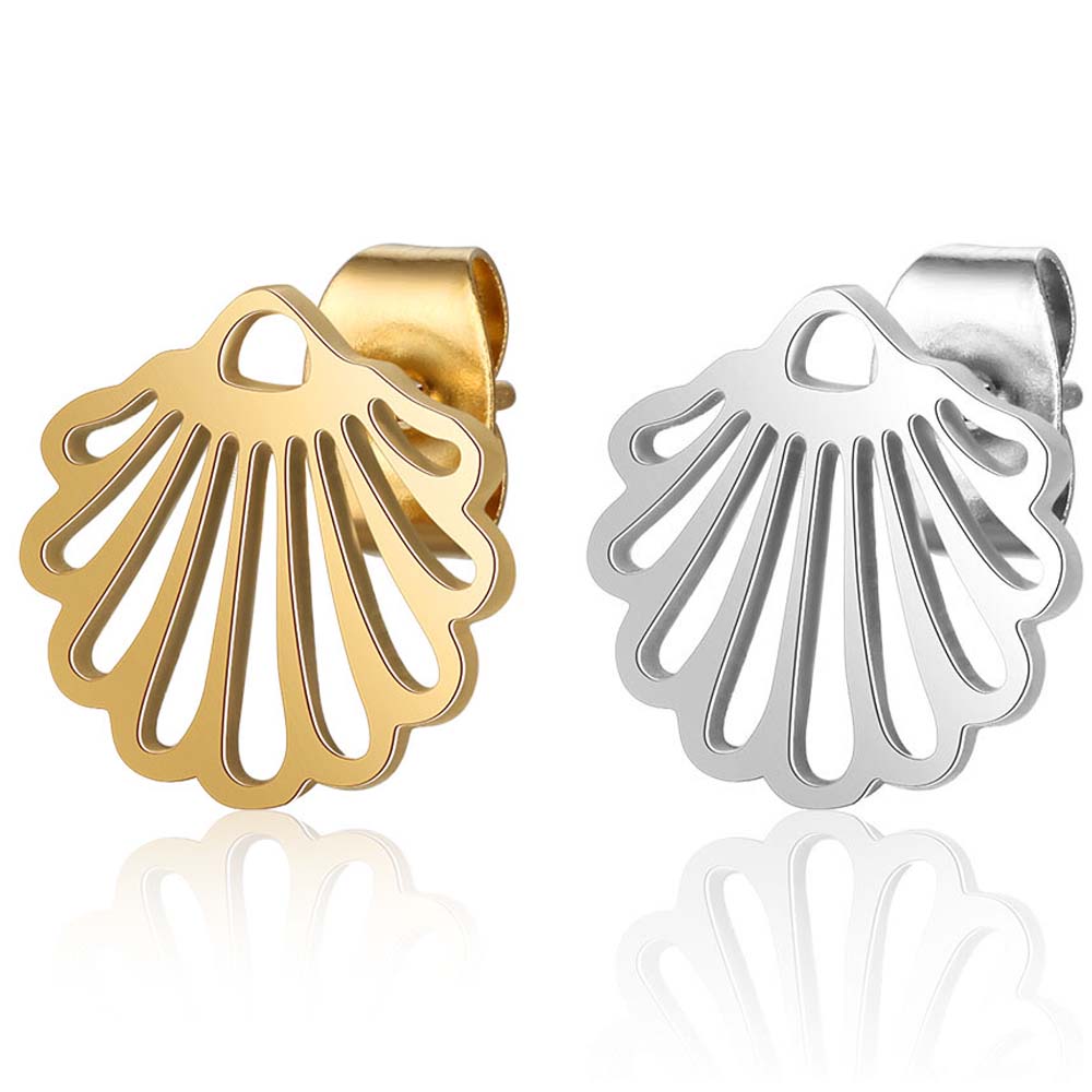 진주 조개 스테인레스 스틸 귀걸이 / 1 개 판매 실버 골드 실버 골드 캐치 피어싱 스터드 피어싱 남성 여성 20G 20 게이지 선물 선물 서지컬 스테인리스 316L 예쁜 비너스
