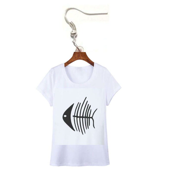 ボーンフィッシュTシャツ リアルステンレスピアス/1個販売 20G 20ゲージ 骨 魚 サカナ ティーシャツ 可愛い おもしろ オモシロ サージカルステンレス316L ユニーク メンズ レディース 揺れる フック アメリカンピアス アクリル プラスティック プレゼント ギフト